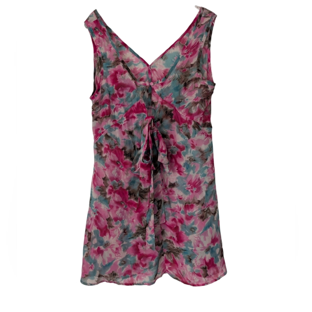 Modbe Sheer Floral Mini Dress - Pink and Blue Sz.L